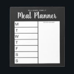 Family Weekly Meal Planner Notepad<br><div class="desc">Personalized Family Weekly Meal Planner. Create a custom weekly dinner planner for your family kitchen. Space to write meal plans for each day of the week. Also add groceries and more to the shopping list organizer. Features modern minimalist black and white design and pretty calligraphy script.</div>