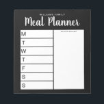 Family Weekly Meal Planner Notepad<br><div class="desc">Personalized Family Weekly Meal Planner. Create a custom weekly dinner planner for your family kitchen. Space to write meal plans for each day of the week. Also add groceries and more to the shopping list organizer. Features modern minimalist black and white design and pretty calligraphy script.</div>