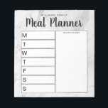 Family Weekly Meal Planner Notepad<br><div class="desc">Personalized Family Weekly Meal Planner. Create a custom meal planner for your family kitchen. Space to write meal plans for each day of the week. Also add groceries and more to the shopping list organizer. Features modern minimalist black and white design and pretty calligraphy script.</div>