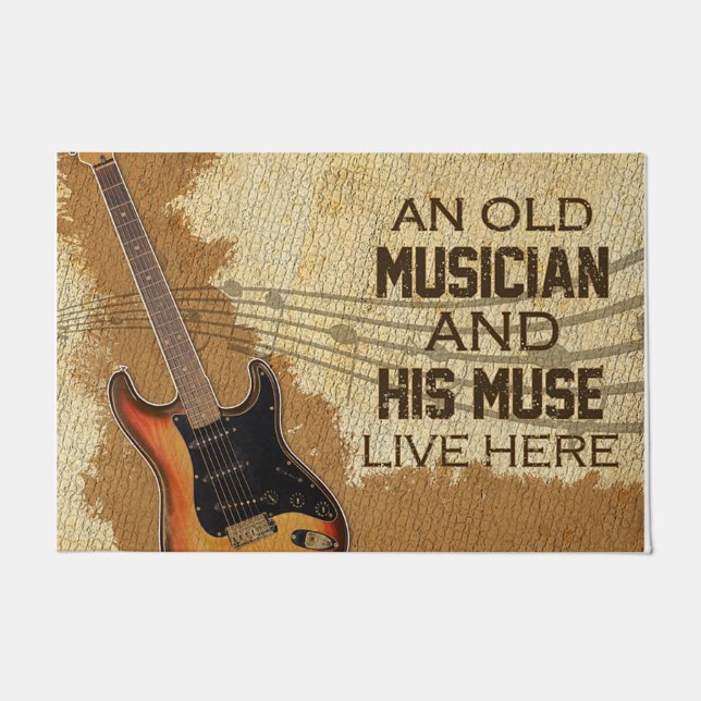 Family Welcome Mat, Guitar Lover Mat (Front)