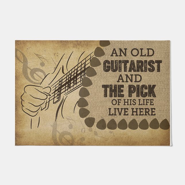 Family Welcome Mat,Vintage Guitar Lover  Doormat (Front)