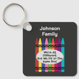 Family We're All Different Fun But We Fit in Box Keychain