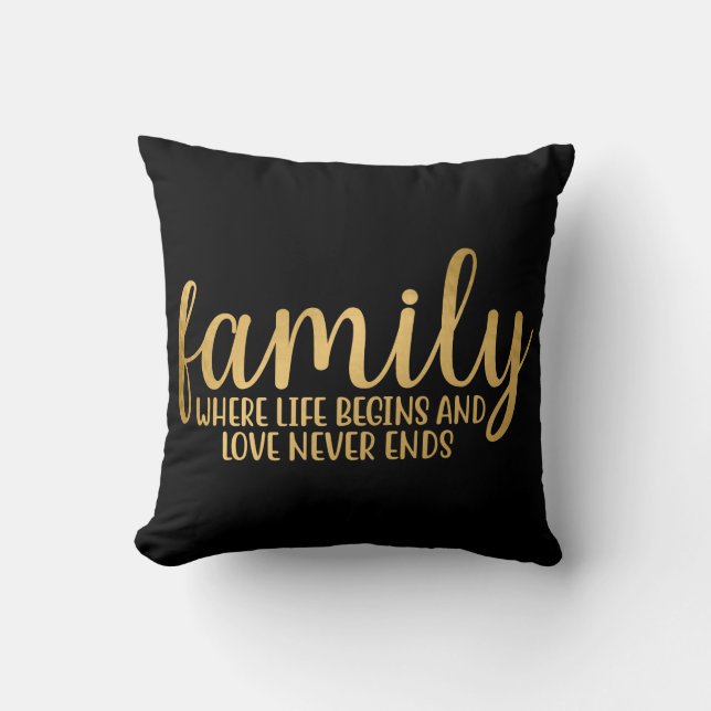 Family Where Life Begins Throw Pillow (Front)