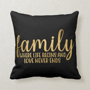 Family Where Life Begins Throw Pillow