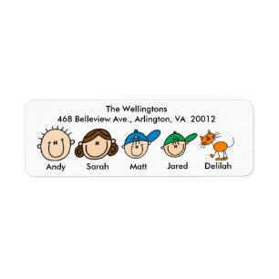 Family With Cat Address Labels