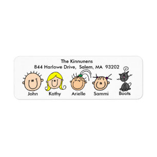 Family With Cat Address Labels