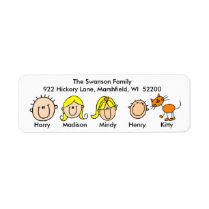 Family With Cat Address Labels