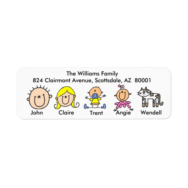 Family With Cat Address Labels (Front)