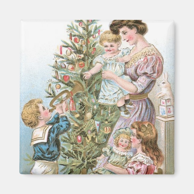Family with Christmas Tree Magnet (Front)