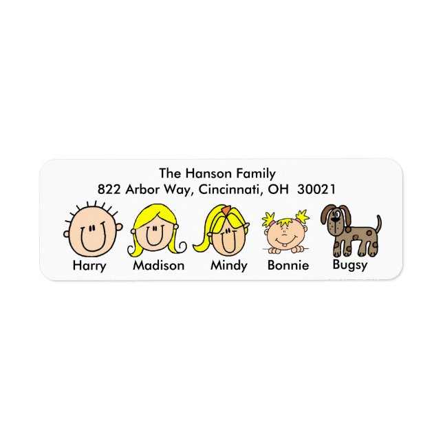 Family With Dog Address Labels (Front)