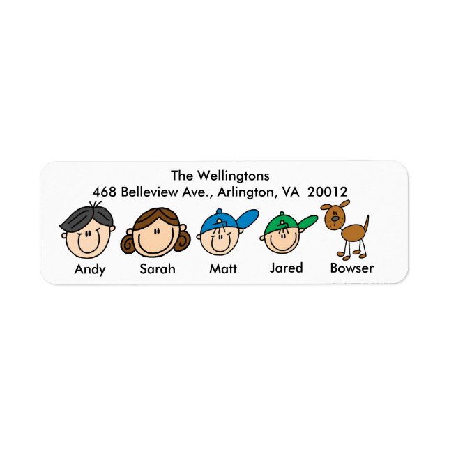 Family With Dog Address Labels (Front)