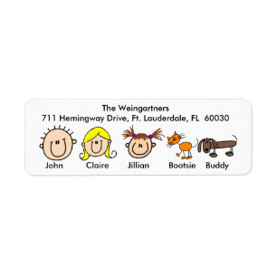 Family With Dog and Cat Address Labels