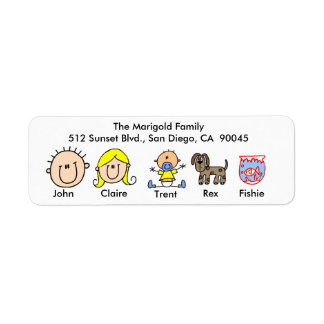 Family With Dog and Fish Address Labels