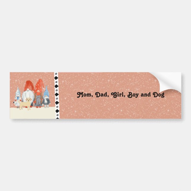 Family with Mom Dad Boy Girl and Dog Bumper Sticker (Front)