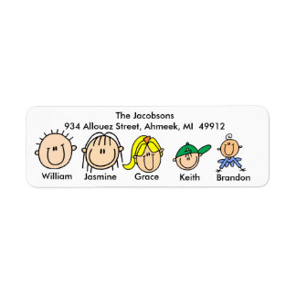 Family With Three Kids Address Labels