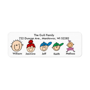 Family With Three Kids Address Labels