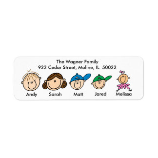 Family With Three Kids Address Labels