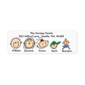 Family With Three Kids Address Labels