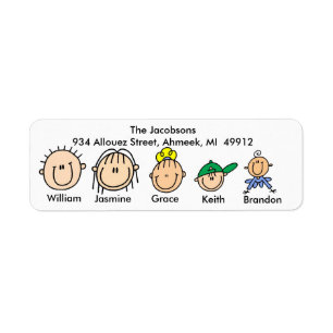 Family With Three Kids Address Labels