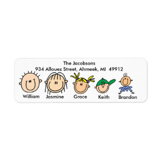 Family With Three Kids Address Labels