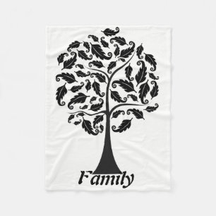 Family with Tree design Fleece Blanket