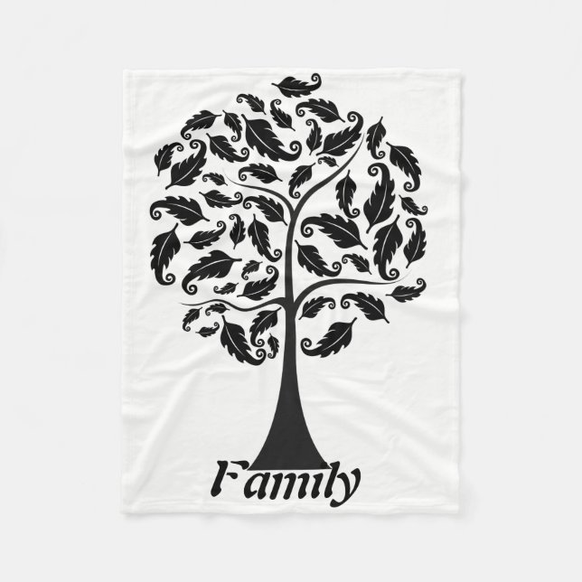 Family with Tree design Fleece Blanket (Front)