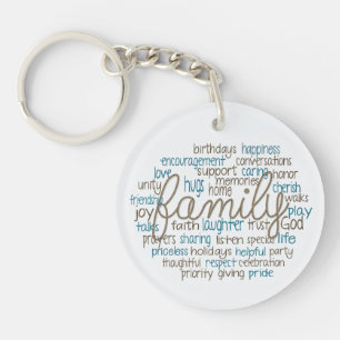 Family Word Cloud With Rope Text Keychain