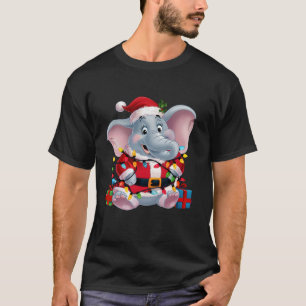 Family Xmas Lighting Santa Elephant Christmas T-Shirt