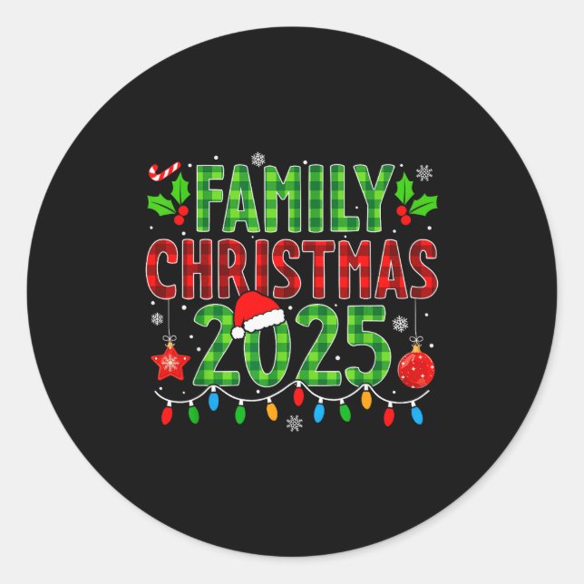 Family Xmas Matching Plaid Christmas 2025 Men Wome Classic Round Sticker (Front)