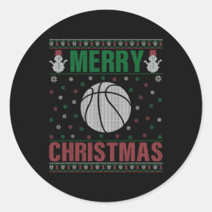 Family Xmas Pyjamas Matching Basketball Ugly Chris Classic Round Sticker