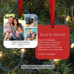 Family Year in Review Photo Christmas Metal Ornament