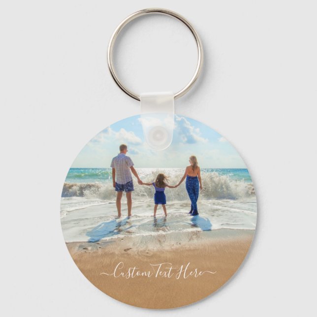 Family - Your Own Design Custom Photo and Text Keychain (Front)