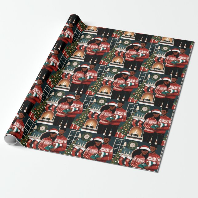 Family's First Christmas  Wrapping Paper (Unrolled)
