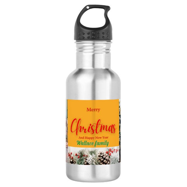 famiy christmas photo ,customize 532 ml water bottle (Front)