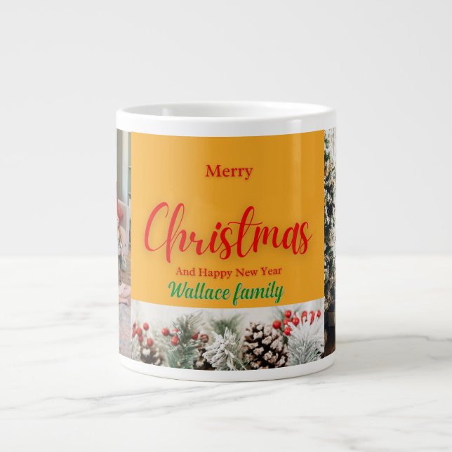 famiy christmas photo ,customize  large coffee mug (Front)