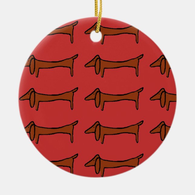 Famous Abstract Dachshund Ceramic Ornament (Front)