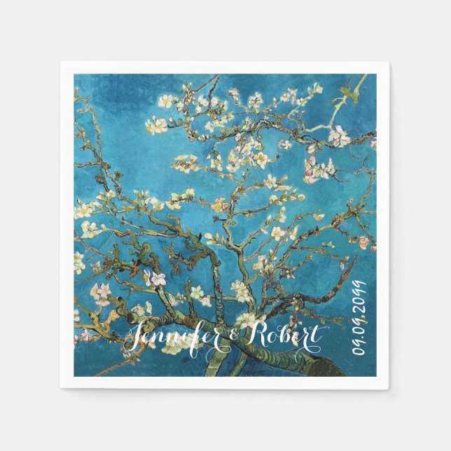 Famous art, Blossoming Almond Tree. Van Gogh Napkin (Front)