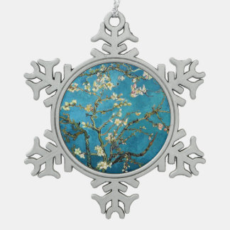 Famous art - Blossoming Almond Tree. Vincent van Snowflake Pewter Christmas Ornament