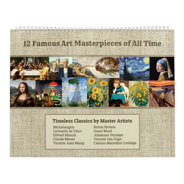 Famous Art Masterpieces of all Time Large Calendar (Cover)