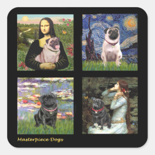Famous Art Pug Composite #1 Square Sticker