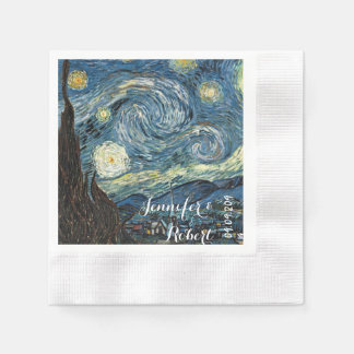 Famous art reprint, Starry Night, by Van Gogh Napkin