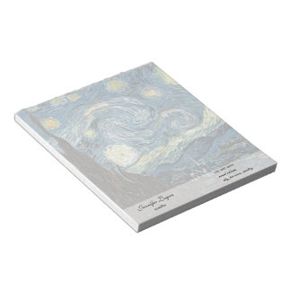 Famous art reprint, Starry Night, Van Gogh Notepad