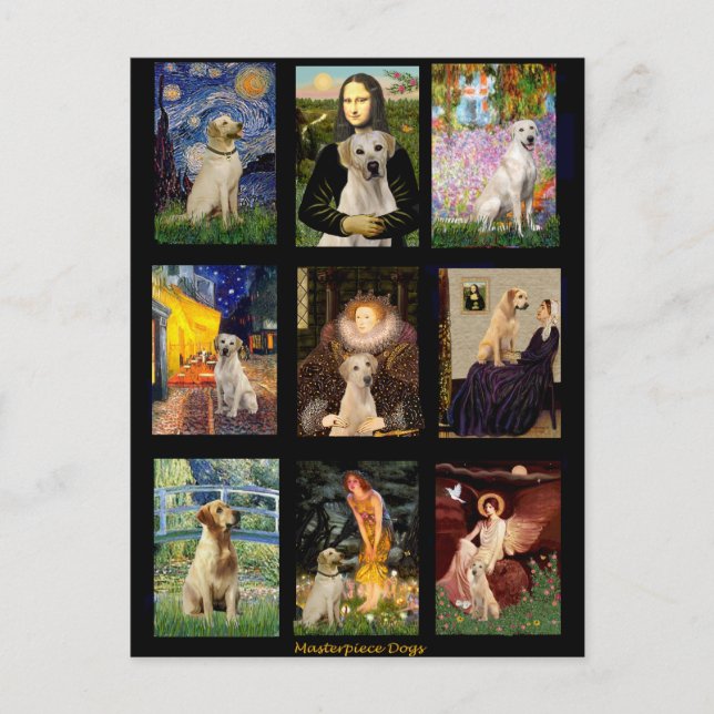Famous Art Yellow Lab Composite Postcard (Front)