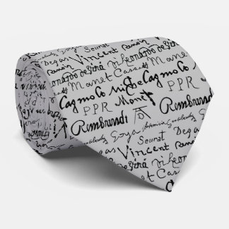 Famous Artists' Signatures Pattern Tie