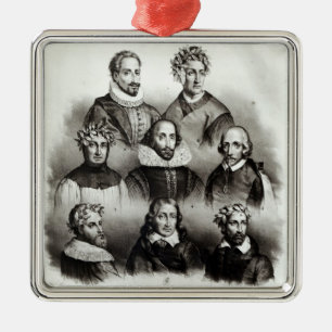 Famous Authors, 1833 Metal Ornament