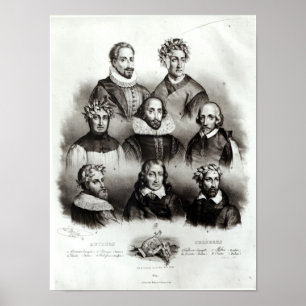 Famous Authors, 1833 Poster