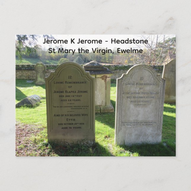 Famous Authors Jerome K Jerome Headstone,  Postcard (Front)