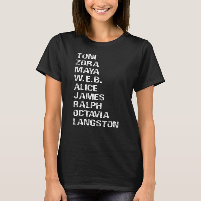 Famous Black Authors of the 20th Century T-Shirt (Front)