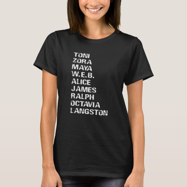 Famous Black Authors Of The 20th Century T-Shirt (Front)