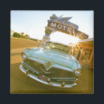 Famous Blue Swallow Motel on Route 66 Magnet<br><div class="desc">Tucumcari, New Mexico. Famous Blue Swallow Motel on Route 66 with old car parked in front.</div>